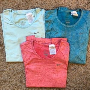 3 Nike Women’s Running Dri-Fit Knit Shirts